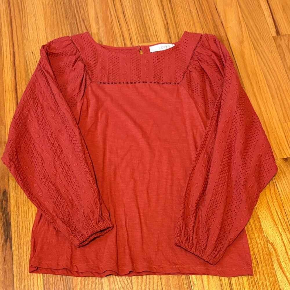 LOFT Burnt orange Textured Blouse